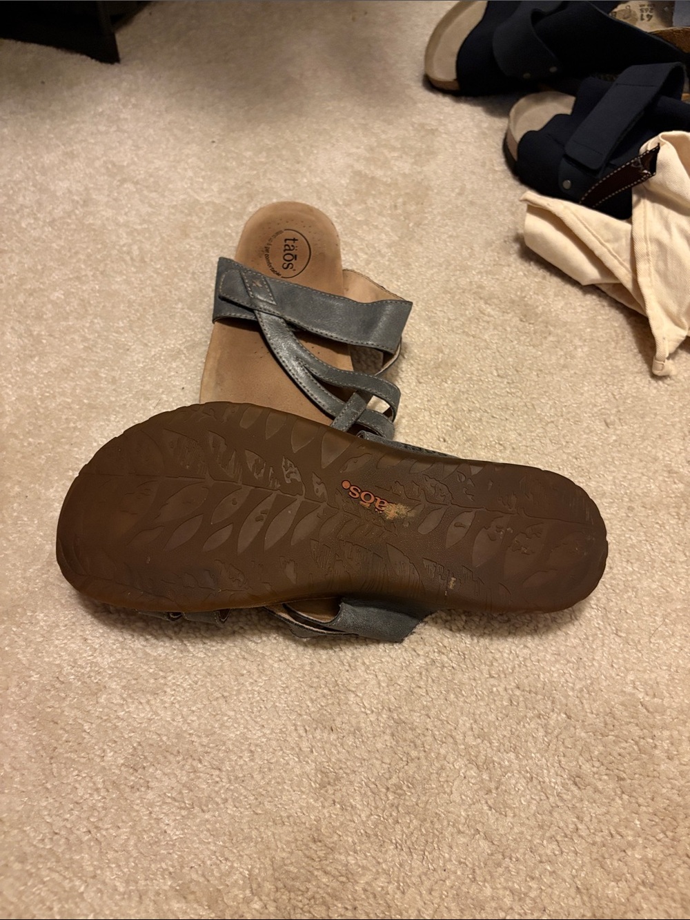 taos Strappy Leather Slide Sandals in Slate Gray - Picture 3 of 3